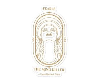 Sticker Dune Fear is the Mind Killer Quote: Art Deco Sci Fi Laptop Decal Steampunk Book Lover Computer Sticker