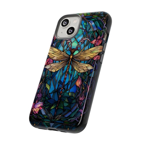トンボ柄のiPhone・Samsung Galaxy用スマホケース：iPhone 15、14、13
