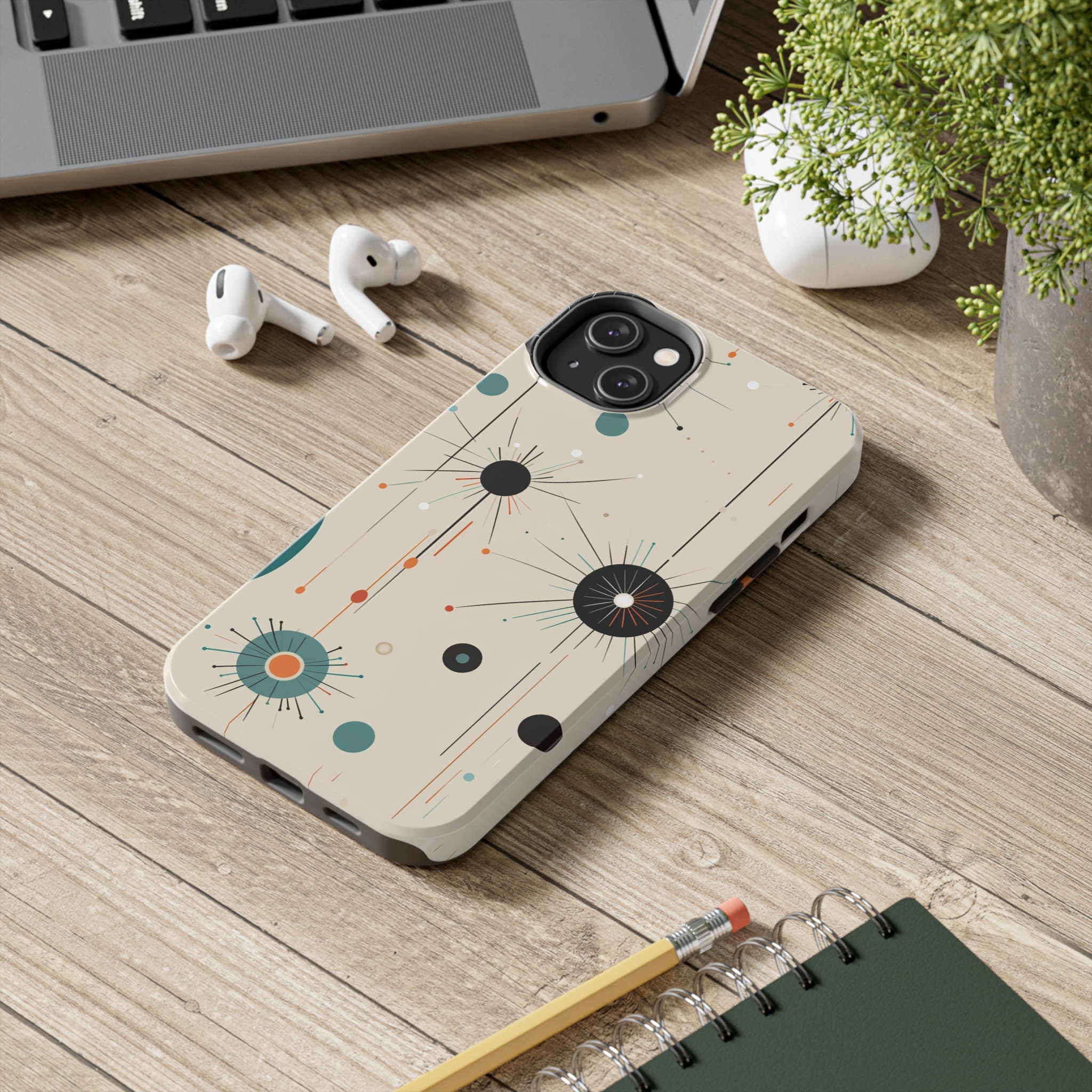 Mid-century Atomic Age Tough iPhone Case | Retro Phone Cover