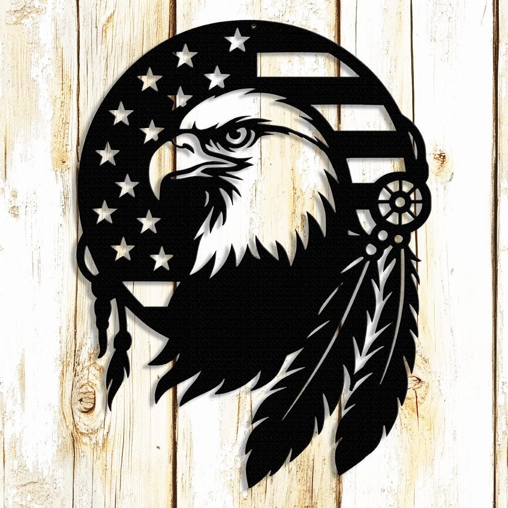Native American Eagle Dream Catcher Metal Wall Art – Giant Tribal Decor ...