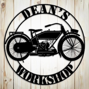 Harley Sign Custom Metal Wall Art - Vintage 1920 Motorcycle Metal Sign Decor for Garage, Man Cave, Biker Gift, Harley Davidson Style