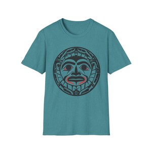 Native American T-shirt Coast Salish Sun T-Shirt Indigenous Northwest Art Tee Bohemian Softstyle Shirt Eco Friendly Tribal Gift for Him Her image 7