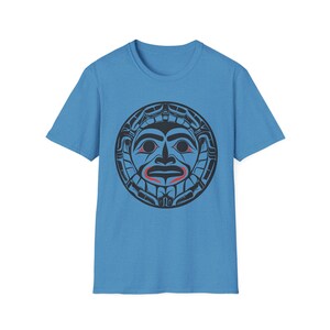 Native American T-shirt Coast Salish Sun T-Shirt Indigenous Northwest Art Tee Bohemian Softstyle Shirt Eco Friendly Tribal Gift for Him Her image 8