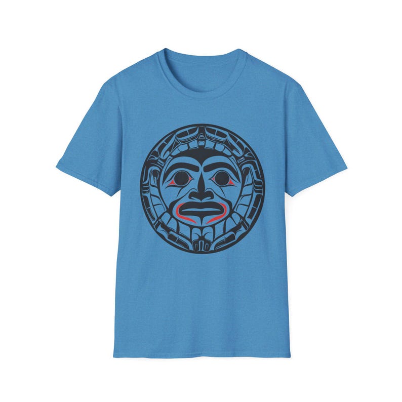 Native American T-shirt Coast Salish Sun T-Shirt Indigenous Northwest Art Tee Bohemian Softstyle Shirt Eco Friendly Tribal Gift for Him Her image 8