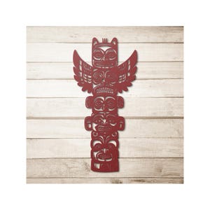 Northwest Tribal Totem Pole Metal Sign | Native American-Inspired Metal Decor Custom Steel Wall Art Home, Garden, or Lodge Metal Wall decor