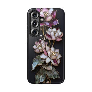 Jade Gold Inlay Zen Lotus Phone Case Minimal Sacred Floral Design for iPhone 16 15 13 12 Samsung S25 S24 Google Pixel Elegant Style