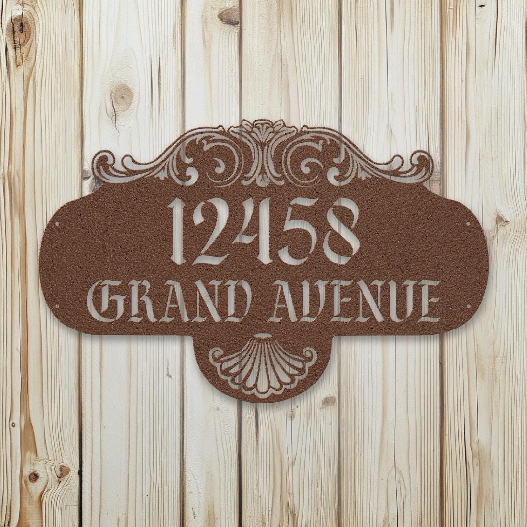 Personalized Art Nouveau Address Sign: Custom Steel House Number Plaque ...