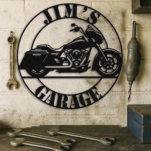 Harley Street Glide Metal Sign | Personalized Motorcycle Wall Art, Garage Sign, Biker Gift Harley Garage Sign, Mancave Art, Metal Wall Decor