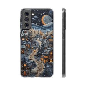 Christmas Village iPhone Case, Cute Embroidery Aesthetic Cottagecore  Phone Flexi Case for iPhone 14 Plus 13 12 7 8 SE, Samsung Galaxy S23