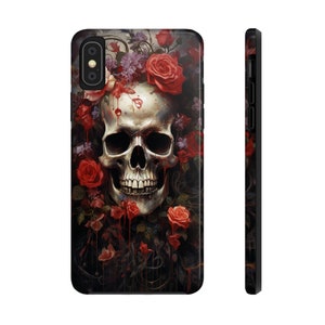 Skull and Roses Gothic Floral Beauty Tough Case iPhone, Edgy Phone, Goth Wicca Witchy Style, Dark Academia, iPhone 14 Plus 13 12 7 8 SE