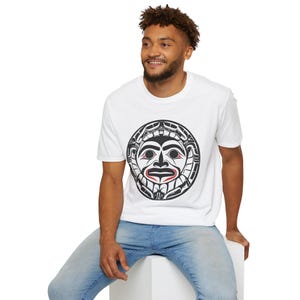 Native American T-shirt Coast Salish Sun T-Shirt Indigenous Northwest Art Tee Bohemian Softstyle Shirt Eco Friendly Tribal Gift for Him Her image 10