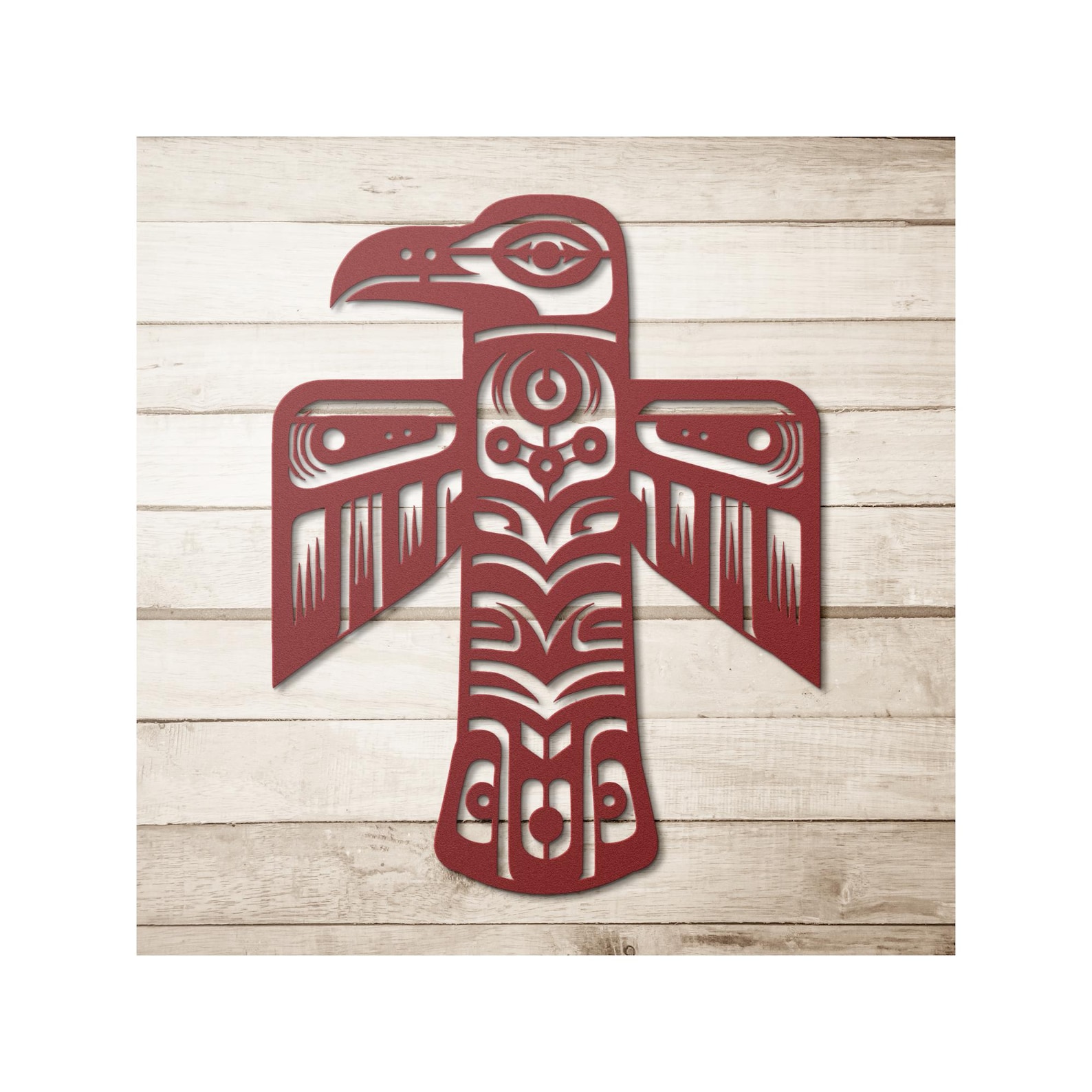 Northwest Tribal Raven Totem Pole Metal Art | Native American Wall ...