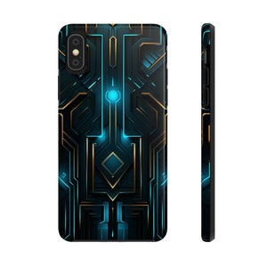 Retro Sci-Fi Abstract Circuit Board iPhone, Cyberpunk Synthwave, Matrix, Phone Tough Case iPhone 14 Plus 13 12 7 8 SE Computer Gift For him