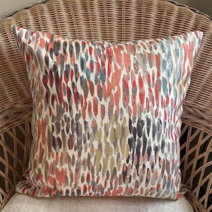 Orange Peach/Olive/Teal/Gray Print Decorative Throw/Accent Pillow Cover