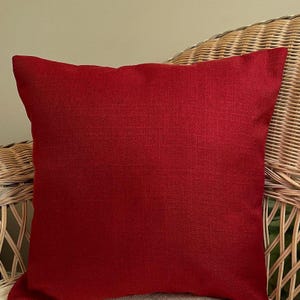 Cranberry Cherry Red Solid Patriotic/Christmas Decorative Pillow Cover for Chair, Bed or Sofa