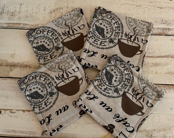 Coffee Fabric Coaster Set, Kitchen Coffee Bar Decor