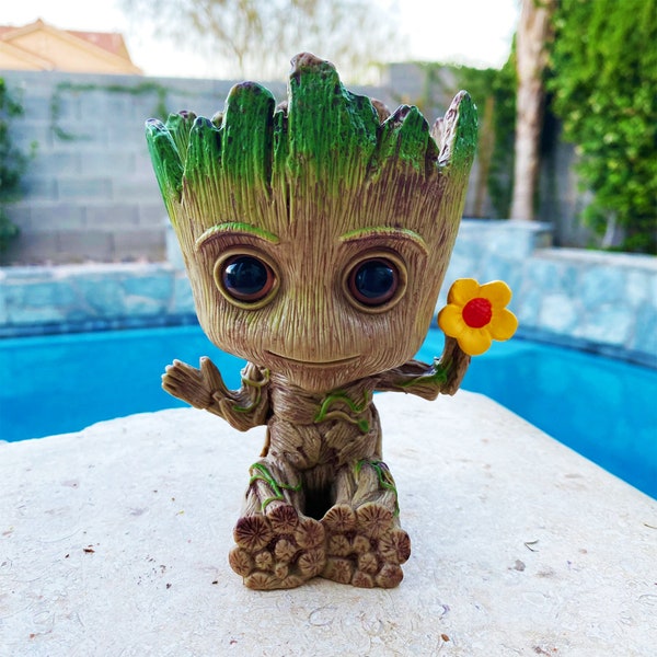 Baby Groot Planter Potter without Plant | Garden Decor Accessories with Drainage Hole Perfect for Tiny Succulents Plants 6"