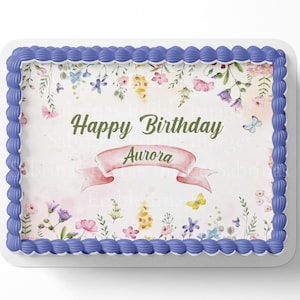 Wildflower Birthday Cake Topper, Custom Edible Image
