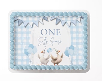 One Silly Goose Cake Topper | Edible Image | Birthday | First birthday topper | Cake | girl / boy | One year old | Goose / Ducklings