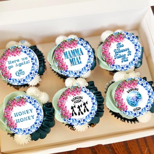 Mamma Mia-Inspired Cupcake Toppers Dancing Queen Cake Sheets Mediterranean Edible Frosting Shower Cake Strips Sweet Seventeen Birthday
