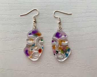 jewelry acrylic DIY one hole at top circle cutout acrylic Earring Necklace pendant bead Gold /& Blue Turquoise BEACH mosaic Resin Beads