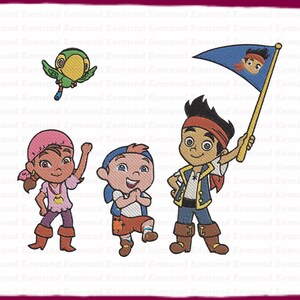 Jake With Friend Jake And The Never Land Pirates Fill Embroidery Design 3 - Instant Download