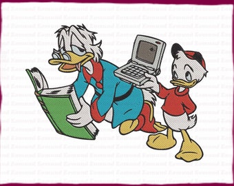 Scrooge McDuck en Huey Ducktales vullen borduurwerk ontwerp - Direct downloaden