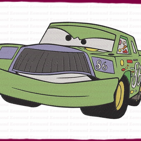 Chick Hicks Cars Filled Embroidery Design - Instant Download