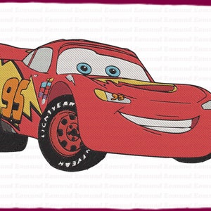 Lightning McQueen Cars Filled Embroidery Design 3 - Instant Download