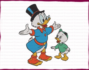 Scrooge McDuck And Louie Ducktales Fill Embroidery Design - Instant Download
