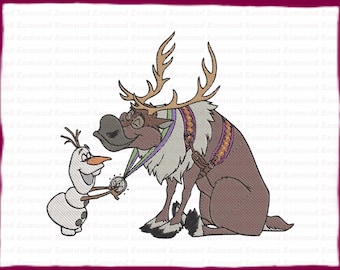 Sven And Olaf Frozen Filled Embroidery Design 2 - Instant Download