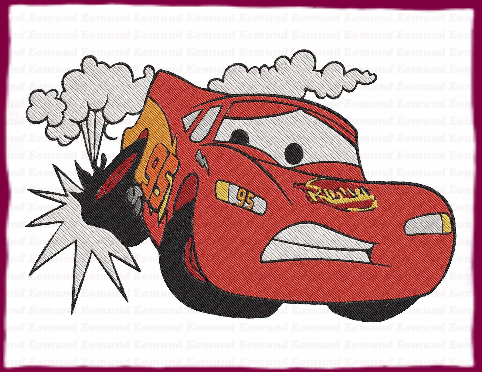 Lightning mcqueen cars filled embroidery design 6 instant  etsy