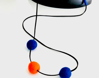 Halskette lang - blau-orange - Halsschmuck - 120 cm