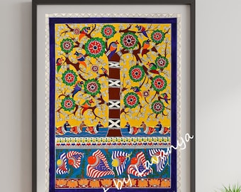 Tree of Life- Madhubani Painting Wall Decor - Art Prints - Indian Folk Art