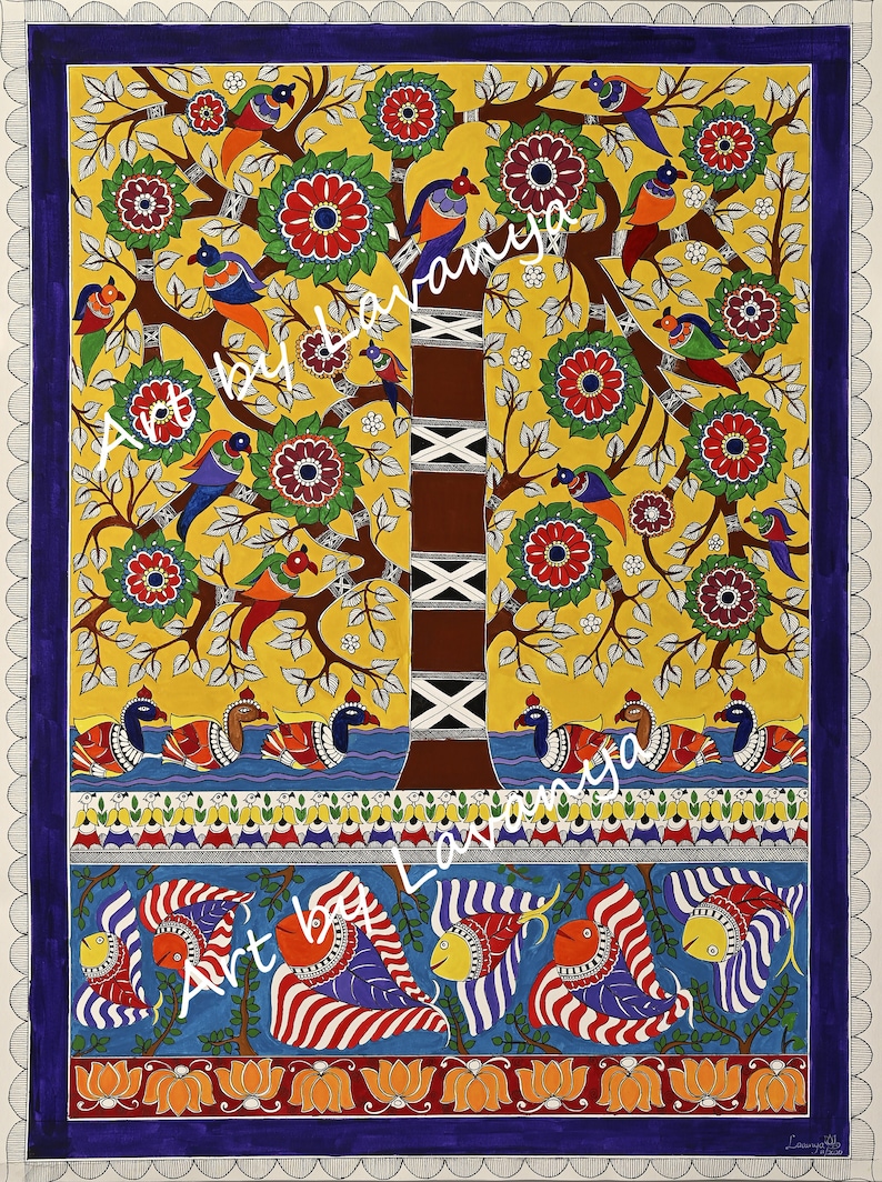Buy Tree of Life Madhubani Painting Wall Decor Art Prints Online in ...