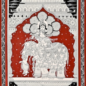 Pattachitra Painting of Lord Shri Krishna-Indian Folk Art - Art Prints - Wall Decor.
