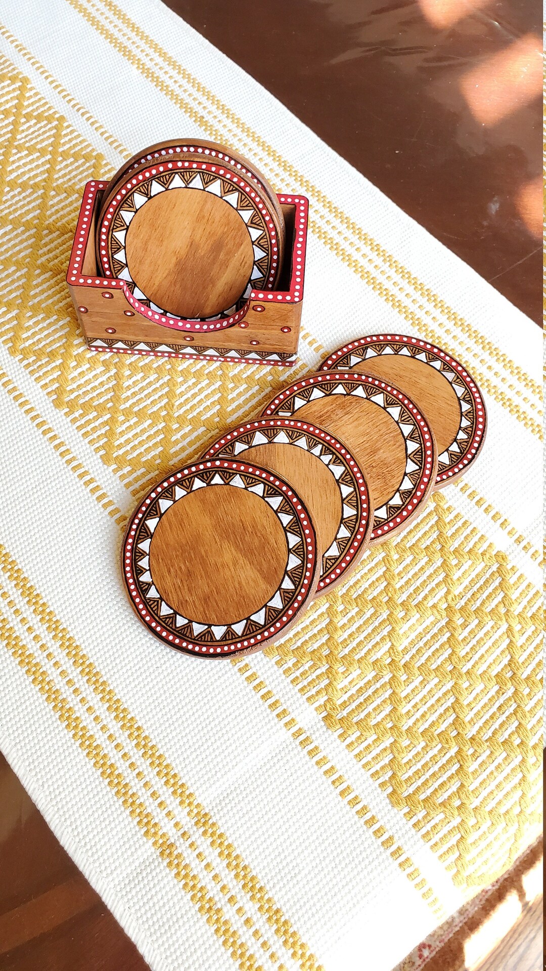 Madhubani Coasters_handpainted Coasters_indiangifts_setof6 Etsy