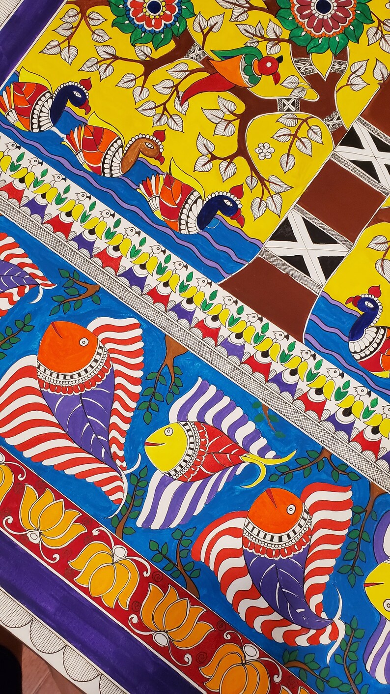 Tree of Life Madhubani Painting Wall Decor Indian Folk Art | Etsy