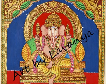 Lord Ganesha - Tanjore style