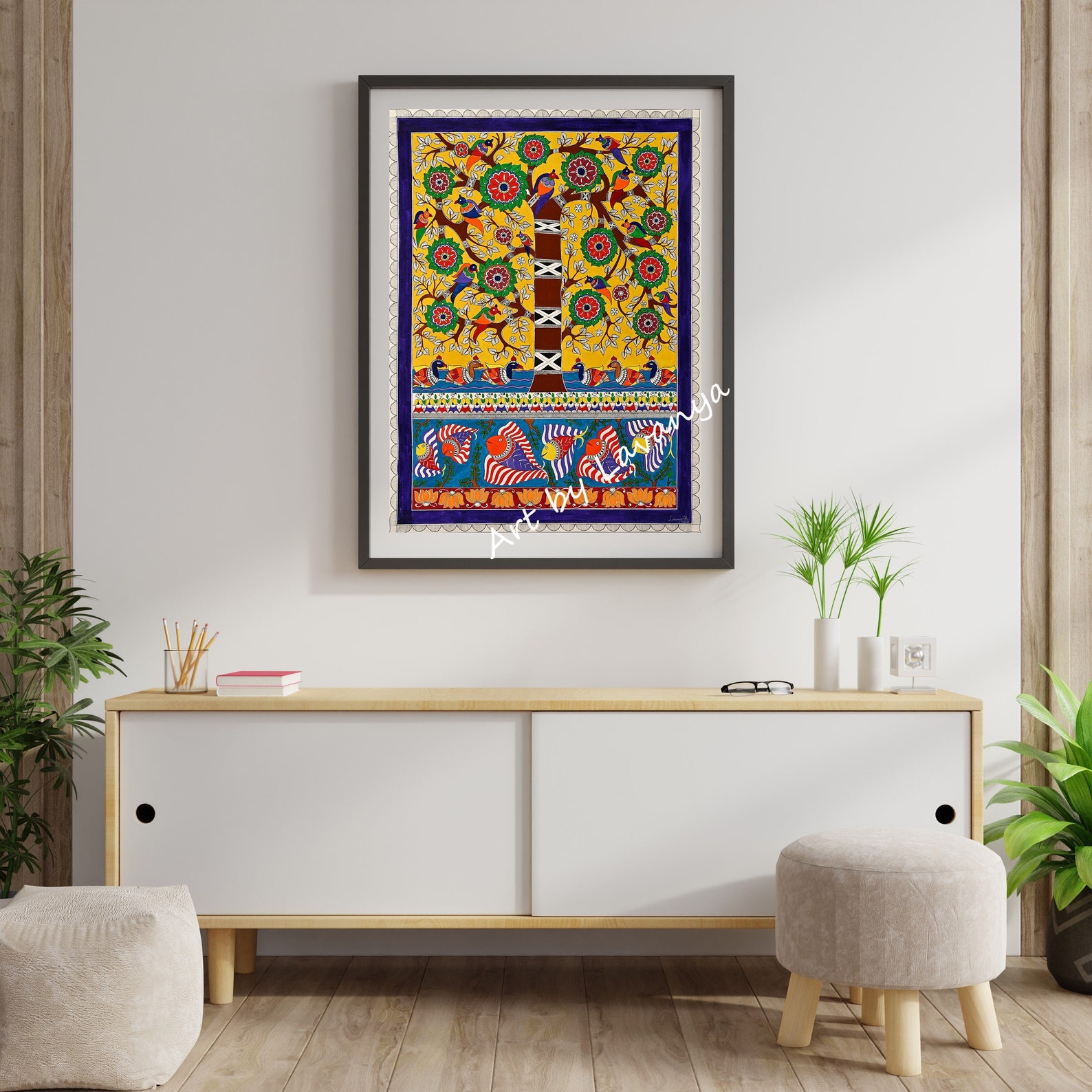 Tree of Life- Madhubani Painting Wall Decor - Art Prints - Indian Folk Art