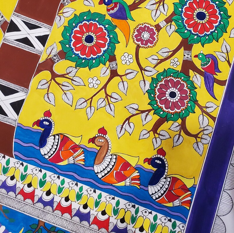 Tree of Life- Madhubani Painting Wall Decor - Art Prints - Indian Folk ...