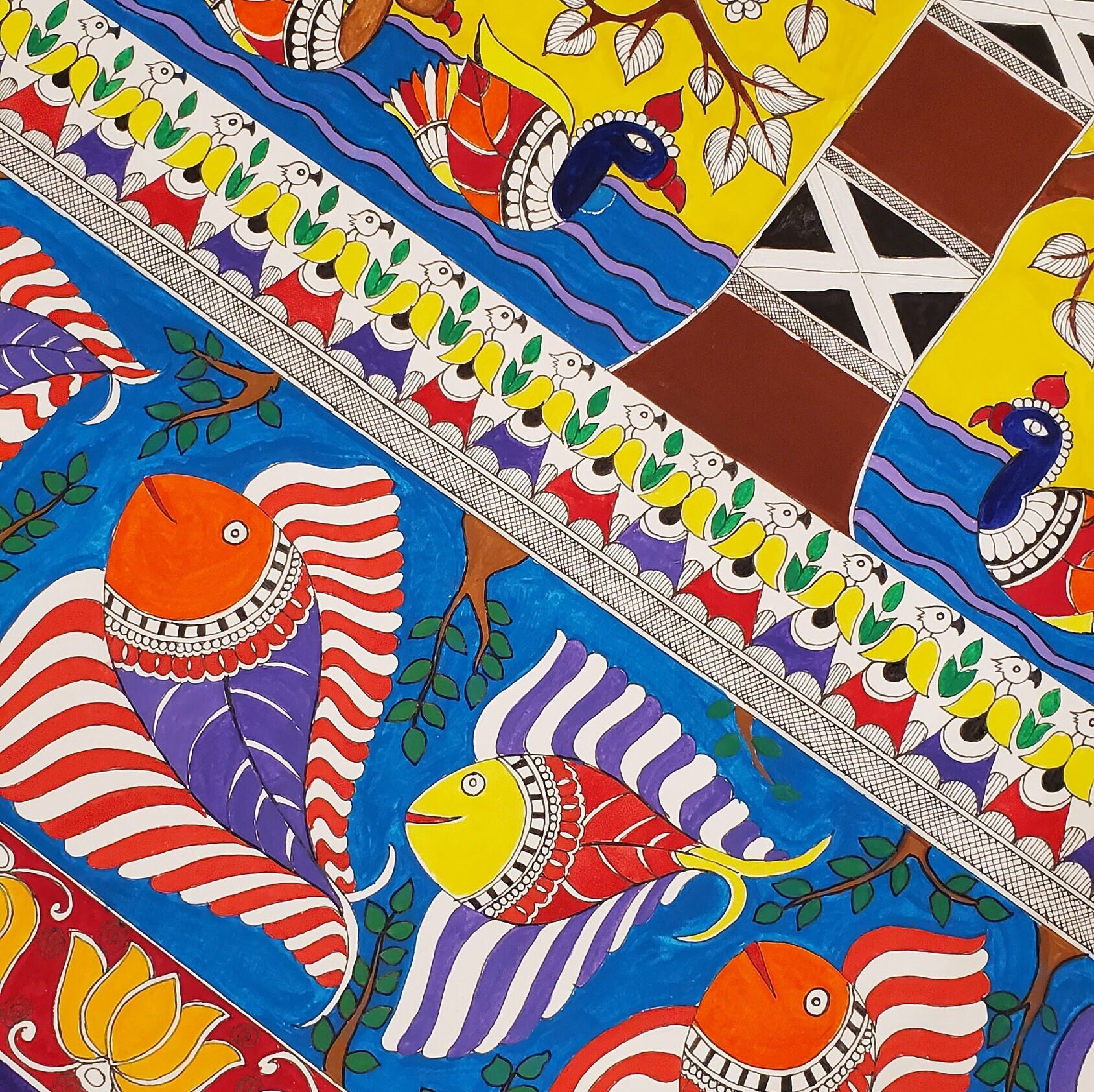 Tree of Life- Madhubani Painting Wall Decor - Art Prints - Indian Folk ...