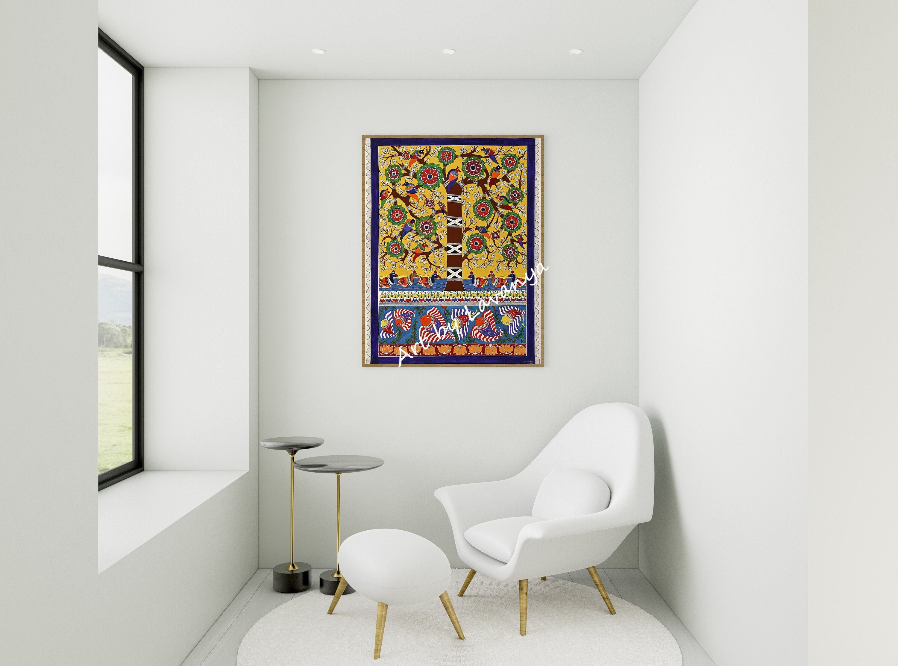 Tree of Life- Madhubani Painting Wall Decor - Art Prints - Indian Folk ...