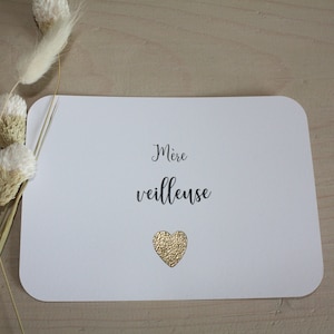 Fêtes cartes de vœux mère veilleuse avec cœur doré