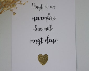 Amour Cartes Saint Valentin avec cœur doré. Date importante, rencontre.