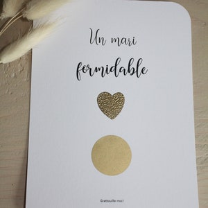 Carte à gratter fêtes des pères avec cœur doré