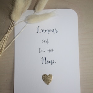 Amour Cartes Saint Valentin citation avec cœur doré