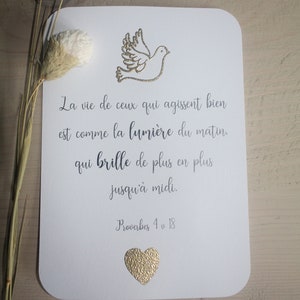 Verset Biblique Cartes avec cœur doré