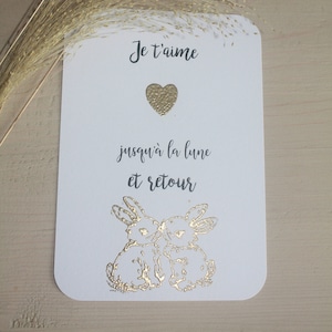 Amour carte enfants, Je t'aime jusqu'à la lune et retour. Carte citation