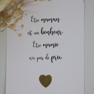 Cartes fêtes des grands-mères, mamie. Etre maman est un bonheur, être mamie n'a pas de prix.